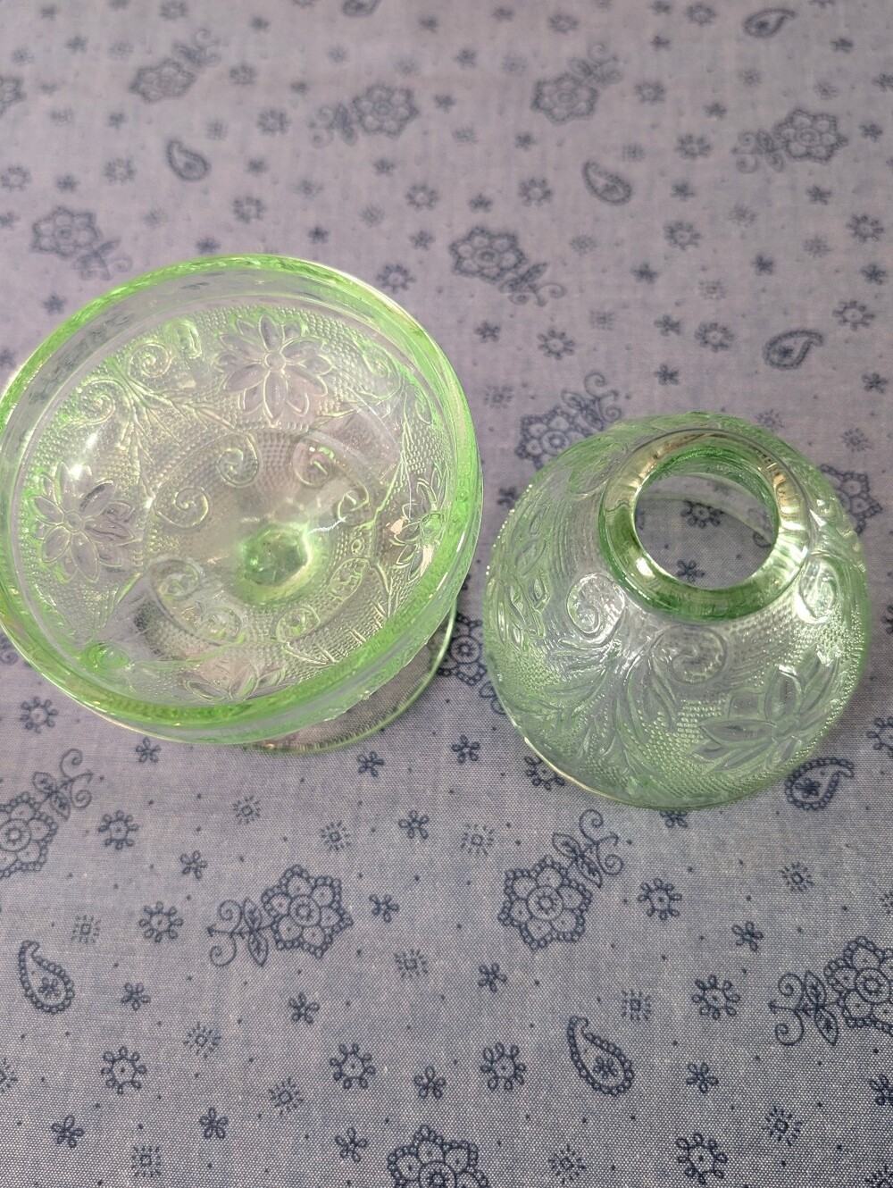 Vintage Indiana Glass Light Green Tiara Chantilly Fairy Lamp - Picture 3 of 9